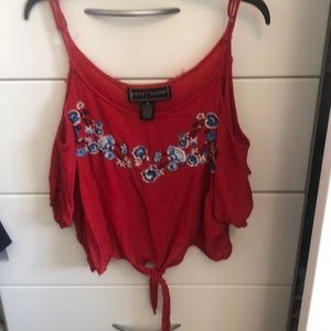 Over the shoulder floral tank